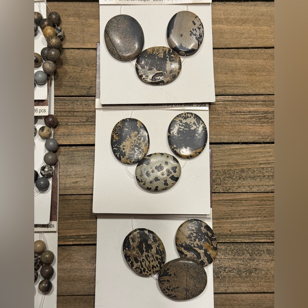 121 Pieces Natural Paint Brush Jasper Stone Bead Cabochon Beige Gray Black - Picture 5 of 6